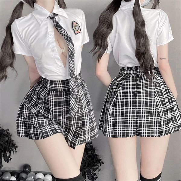 Sexy japonais Cosplay Anime Costume femmes Lingerie jeu de rôle école fille jupe plissée uniforme sexe costumes femme sous-vêtements érotiques 240307