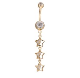 Sexy sieraden accessoires roestvrij CZ Shiny Stars Navel Ring Belly Bar Stud Ball Barbell Body Piercing voor Sexy Meisjes