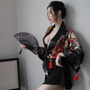 Sexy Kimono Robe Traditionnelle Style Japonais Femmes Haori Saku Filles Pyjamas Yukata Peignoir Geisha Uniforme Chemise De Nuit Ethnique Clothi266o