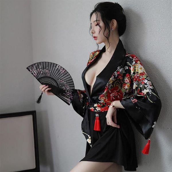 Sexy Kimono Robe Traditionnelle Style Japonais Femmes Haori Saku Filles Pyjamas Yukata Peignoir Geisha Uniforme Chemise De Nuit Ethnique Clothi290r