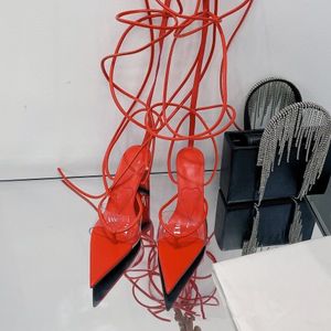 Sexy kniepuntige teen hoge gladiator sandalen vrouwen lace up party schoenen nachtclub strappy hakken designer schoen voor vrouw 2021