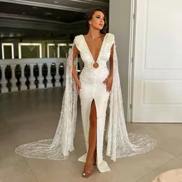 Vestido de novia bohemio de encaje sexy sirena 2024 con vestido de novia de estilo bohemio de Cape Beach Vestidos de novia