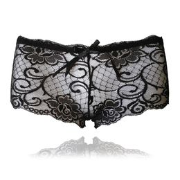 Sexy dentelle culotte sous-vêtements sans couture femmes culottes dames mode Boyshorts femme mince Transparent fleur dentelle boxeurs 6188r