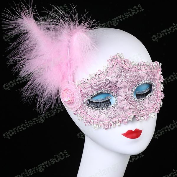 Masque en dentelle Sexy pour femmes, demi-masque de luxe avec plumes de paon, Costume de bal, masque de fête d'Halloween