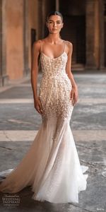 Robe De mariée sirène en dentelle, Sexy, col Spaghetti, robe De plage, style Boho, pays Berta, dos nu, 2023, 299B