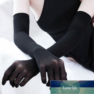 Sexy Dentelle Mince Transparent Creux Respirant Longs Gants Sans Soudure Haute Élasticité Solide Femmes Homme Blanc Noir Bas Gants Prix usine conception experte Qualité