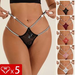 Sexy Lace Transparent Panties Femmes Double sangle Basse taille Lingerie Sexy Lingerie Brestable G-String sous-vêtements Tangas sensuels 240422