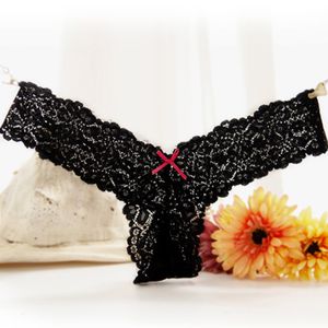 Sexy Lace Women Briefs Underwear G-String Thongs Intimates Voir à travers des fleurs florales ultra-minces Bowknot Erotic Underwear Briefs pour femmes