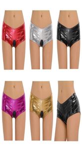 Shorts de latex sexy Femmes ouvertes Crotch sous-vêtements pantalons de club de club de club cuir corponi costume élastique tanga femmes érotiques039s4580395