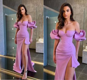 Sexy lavendel zeemeermin prom jurken voor vrouwen korte mouwen hoge side splyheart sweetheart plus size formele slijtage speciale gelegenheid verjaardag optocht avondjurken op maat