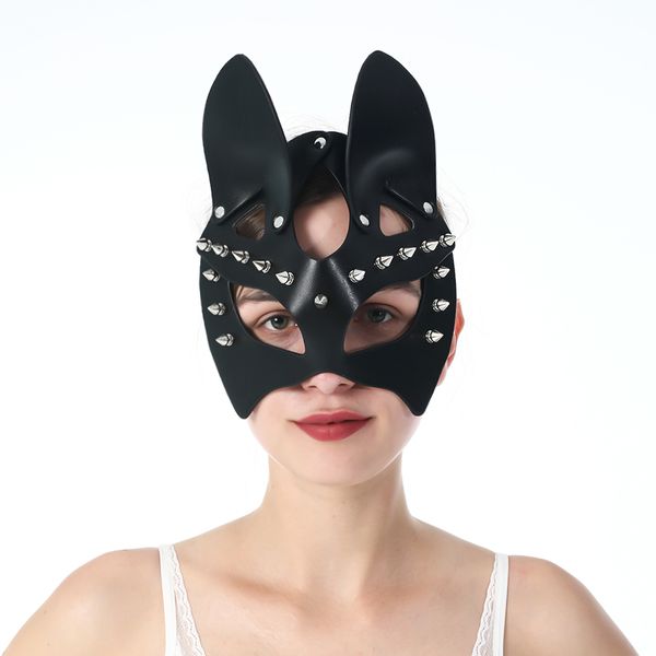 Máscaras de ojos de gato Bdsm de cuero Sexy, arnés fetiche erótico Punk para juguetes para adultos, disfraz de fiesta, máscara facial de conejo Cosplay