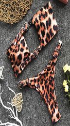 Bikini de leopardo sexy 2019, traje de baño brasileño para mujer, traje de baño con hebilla, conjunto de Bikini de dos piezas ahuecado, traje de baño Push up 264W4156354