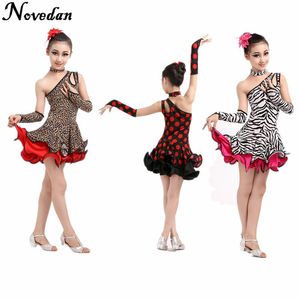 Sexy Leopard Kind Meisjes Latin Dansjurk Goedkope Junior Kids Latin Salsa Performance Kostuums Kleding Party Jurken