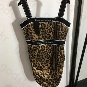 Sexy luipaardprint dames slanke stretch slip designer mouwloze dame taille jurk pakket heup rok2