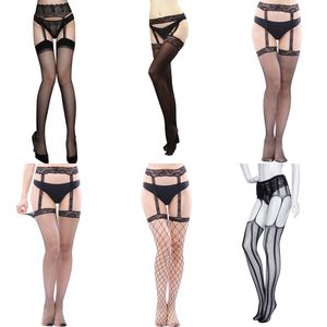 Sexy Léopard Collants Dentelle Top Soft Top Cuisse Haute bas + Barmelger Courreuse de jarretière Lingerie Pantyhose Femmes Floral en dessous de 65kg x0521