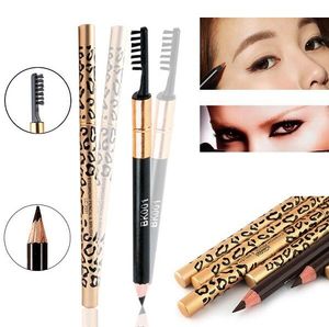 Sexy luipaard waterdichte wenkbrauw eyeliner potlood 5 kleuren mode vrouwen schoonheid make-up wenkbrauw enhancer met borstel make-up tool