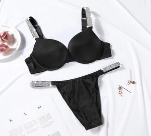 Conjunto de calzoncillos de lencería con letras sexy para mujer, tangas, sujetador push-up, bragas de 2 piezas para mujer, conjuntos de ropa interior ajustables cómodos, sujetadores rosas X11227384208