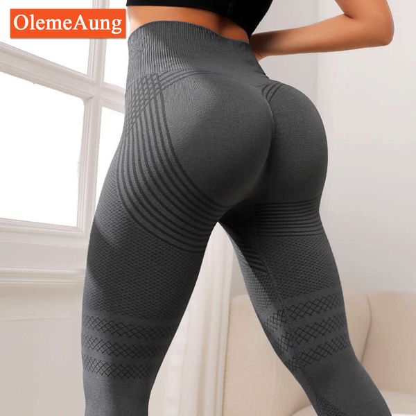 Línea sexy Hip Lifting Sports Sport Femenina alta en la cintura alta elástica Fiess con pantalones de yoga F41023