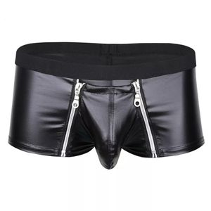 Lingerie sexy slips short en cuir verni mat pour hommes sous-vêtements sexy culottes douces
