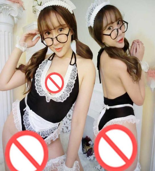 Sexy Lingerie Cosplay Black Maid Lingerie Uniforme Seduction Sm Rôle ouvert Cosplay Sexy Migne Maid Passion Suit Suit4298948