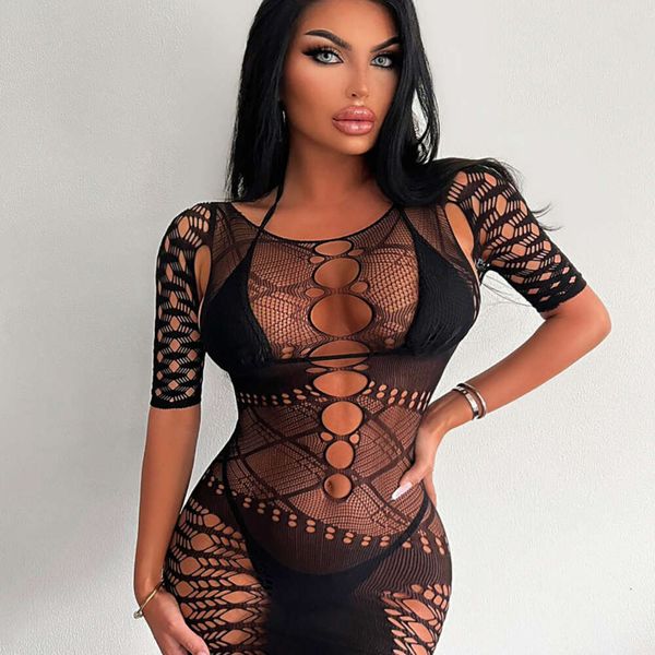 Lingerie sexy per corpo fine Maglia erotica Biancheria intima da donna Tuta a rete trasparente in spandex Tuta da sesso Babydoll