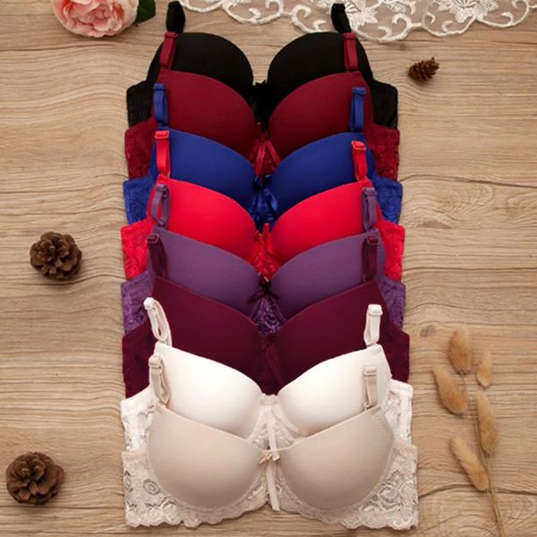 Lingerie sexy push up rembourré pour femmes en dentelle plus en dentelle Ajouter deux tasses sous-armatures empêcher le brassiere s'affaisser 75 80 85 B 240326