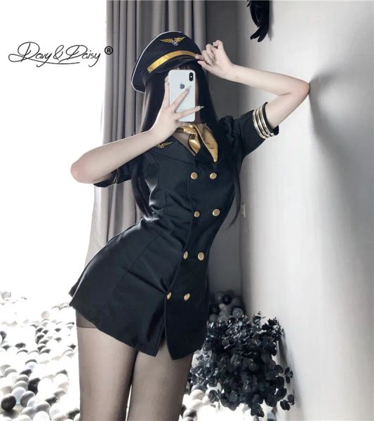 Sexy Lingerie Role Jouer Sexy Lady Air Hostess Air Stewardess Cosplay Costumes Uniforme Party Club Wear Sm Erotic Set JA050
