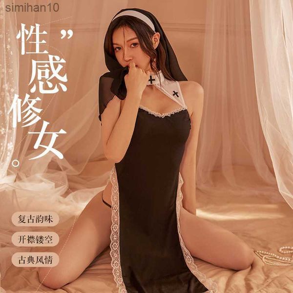 Lencería sexy Sexy High Slit Vestido largo Cheongsam Pijamas Mujer Cosplay Uniforme Tentación Pasión Traje emocional Producto sexual L230518