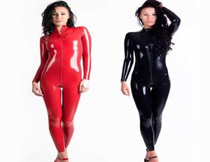 Sexy Lingerie Wetlook PVC Latex Bodysuit voor Vrouwen Dubbele Rits Open Kruis Nachtclub Dans Wear3011173