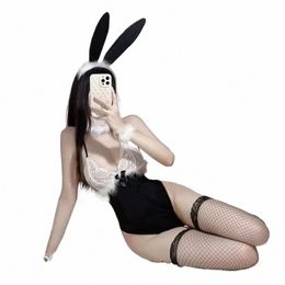 sexy lingerie vrouw cosplay meid pak kant transparant sexy bodysuit damesondergoed konijntje meisje set rollenspel erotisch kostuum o6mA #
