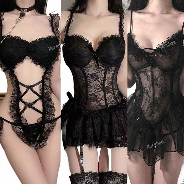 Lencería sexy Mujeres Cosplay Maid Dr Servant Lolita Uniforme Ropa exótica Lace Dr Babydoll Traje erótico Juego de rol y4kn #