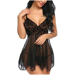 Sexy lingerie dames zijden kanten mouwloze babydoll v nek nachtdress nachthemd korte slaapkleding nachtjurk ondergoed plus size9025745