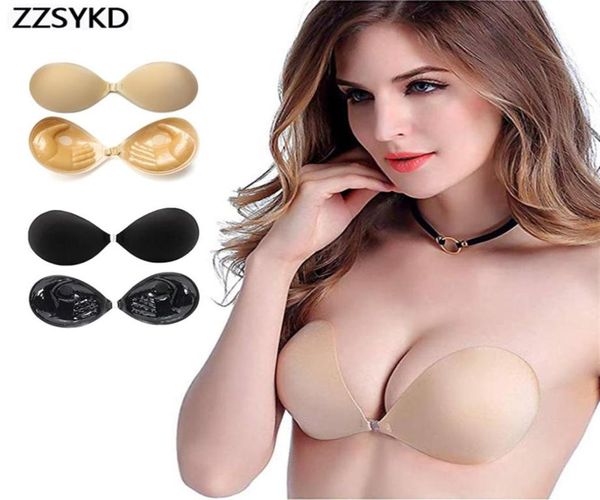 Lencería sexy para mujer Espesar adhesivo Sujetador sin tirantes Cómodo Sujetador push up sin costuras Levantamiento de silicona Pegajoso Invisible Impermeable 235576526