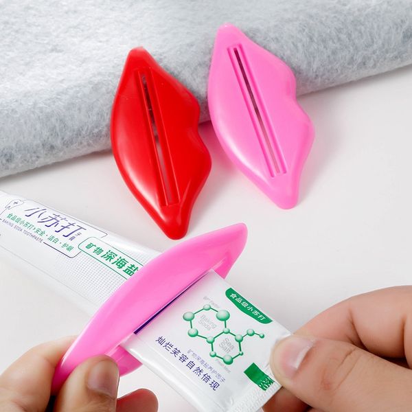 Dispositif de dentifrice Sexy Lip Kiss, distributeur multifonctionnel, nettoyant pour le visage, pinces à presser, manuel, lèvres mignonnes paresseuses, pâte à dents, Tube, presse, support en plastique pour salle de bain