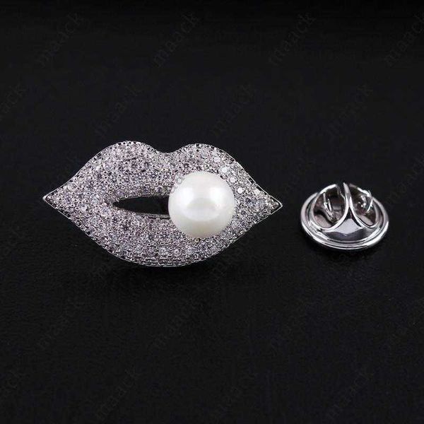 Lèvres Sexy KISS CZ épinglette collier broche mode ornement bijoux accessoires M230410