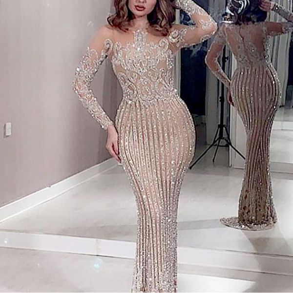 Sexy longue robe femmes sans manches solide Sequin soirée O cou haute rue danse mariage bal fête nuit robes de mode haut X0521