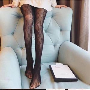 Sexy longs bas collants femmes mode noir et blanc mince dentelle maille collants doux respirant creux lettre serré culotte tuyau High297k