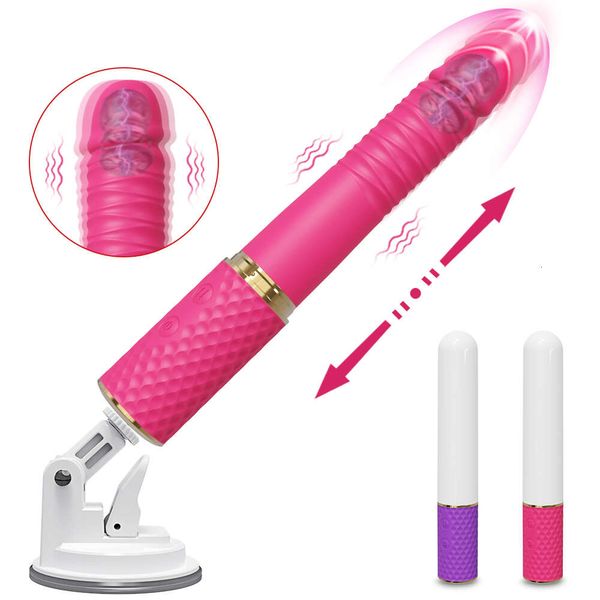 Sexy máquina telescópica vibrador automático hacia abajo hacia abajo massager g spot empuje de juguete vaginal retráctil masturbación femenina