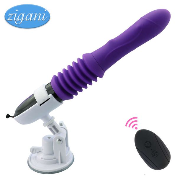 Sexy máquina empujando gran consolador vibrador vaginal g spot automático hacia abajo para masajeador de coño retráctil adultos juguetes para mujeres