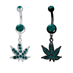 Sexy forma de hoja de arce cristal ombligo anillos circón gota colgante cuerpo ombligo Piercing joyería para mujeres playa vientre ombligo anillo