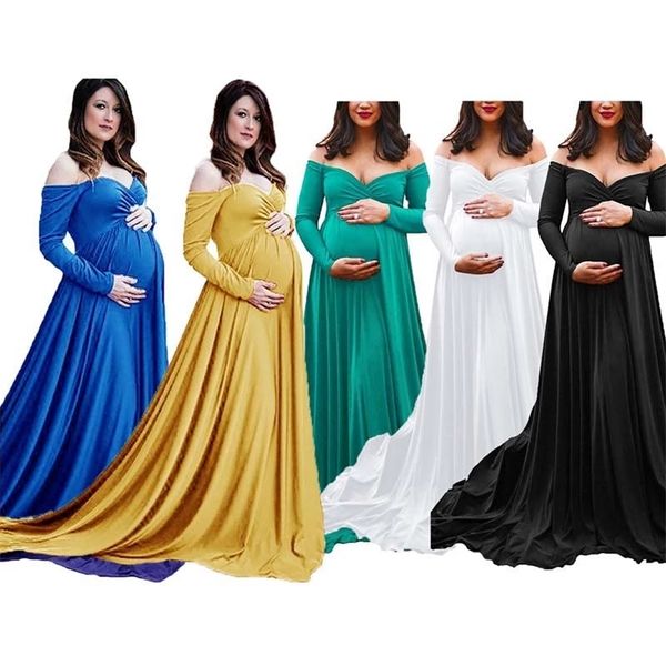 Robes de maternité sexy pour Po Shoot femmes enceintes été grande taille vêtements de grossesse en mousseline de soie 210922