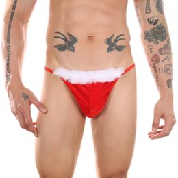 Sexy Mannen Kerst Lingerie Bikini Thong G-String T Terug Ondergoed Crotchless Slipje Nieuwigheid Erotische Lingerie Flirten Kleding 231226