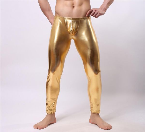 Men sexy longs johns sous-vêtements faux cuir homme slim slim serré poche mince masque élastique érotique sous-vêtements gay legging long johns8055808