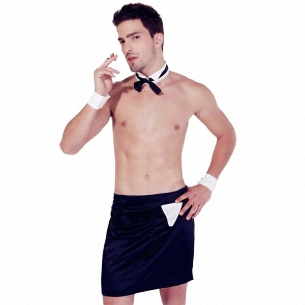 Sexy Men Maid Apr Bow Tie Collier Poignets Aprs Stripper Set Butler Waiter Fantasy Cosplay Costume Dr Up Valentines Outfit b3mc #
