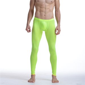 Sexy Mannen Mesh Onderschriften Transparante Erotische ultradunne Gay Long Johns Ice Silk Leggings Broek Panty Casual Underpants Man Slipje Sheer