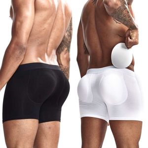 Sexy hommes sous-vêtements rembourrés Boxer fesses Lifter agrandir bout à bout Push Up Pad caleçon culotte Cueca Boxee Masculina Calzoncillo