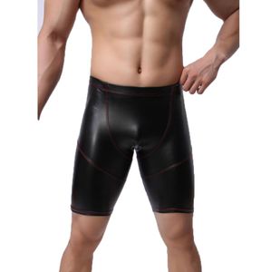 SEXY Men talla grande PVC PVC Faux Cuero Shorts Boxer Boxer Wetlook Clubwear Jockstrap Fetish Gay Wear Lingerie 4135206