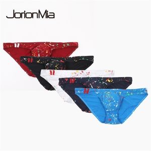 Sexy heren slips zachte mode print slips ademende katoenen ondergoed heren heupen omhoog Jockstrap kleurrijke ondergoed Cueca e-046 210730