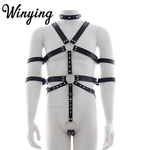 Ceintures de harnais réglables en cuir PU pour hommes sexy, ensemble de retenue, sangles érotiques pour hommes, Costume gay, BDSM, soutien-gorge de bondage, ensembles 247m