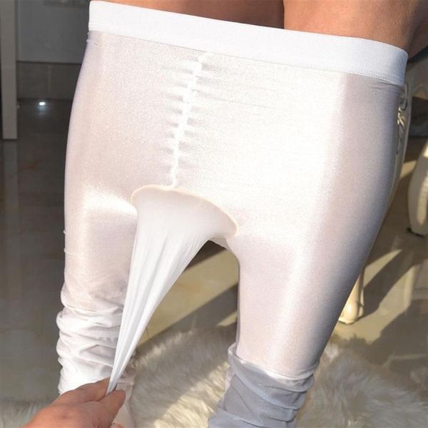 Sexy hommes bas 70D brillant gaine de pénis pochette de coq collants bonneterie bas mâle Gay Sissy sous-vêtements érotiques Men's241L